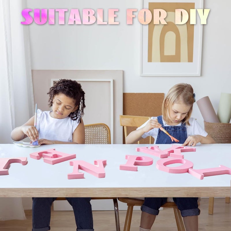 AOCEAN 6 Inch Pink Wood Letters Unfinished Wooden Letters for Wall Decorative Standing Letters Slices Sign Board for Crafts Christmas Decoration Home Party Projects (H) - Image 3
